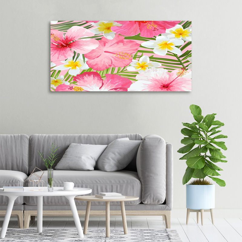 Tropical Flowers - Wrapped Canvas Print, Canvas, 50cm H x 100cm W x 2cm D