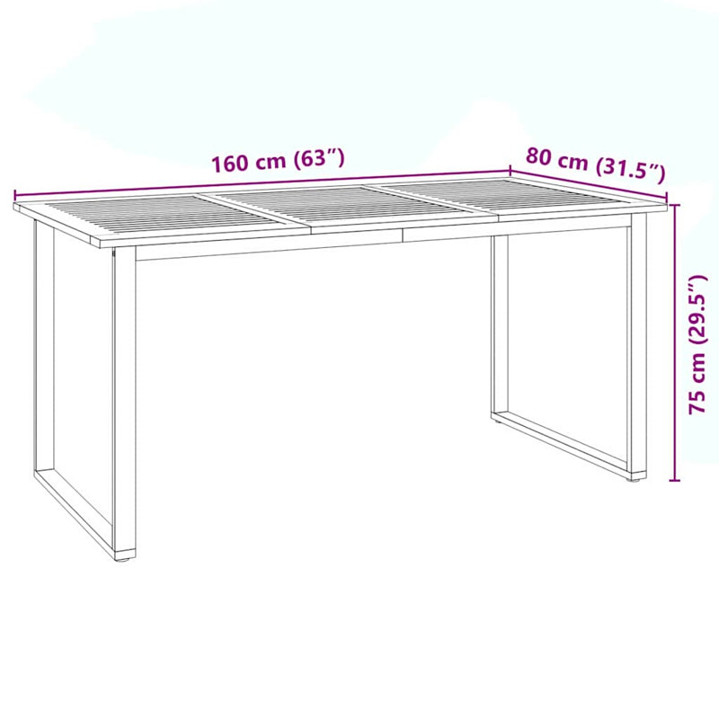 Patio Dining Set with, Black, 5, 75 cm H x 160 cm W x 80 cm D, Black, 4