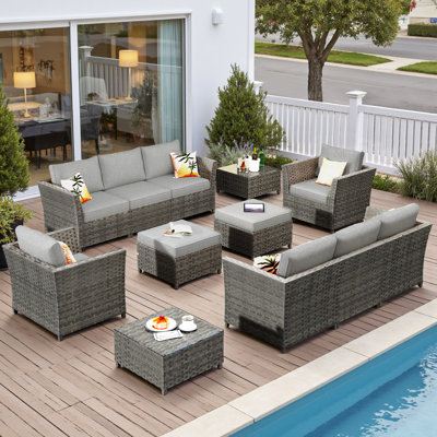Darihanna 8 Piece Rattan Sectional Seating Group with Cushions