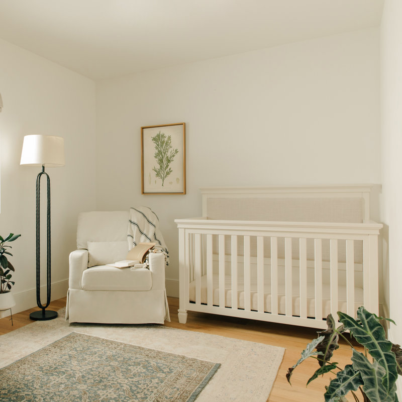 Darlington Warm White 4-in-1 Convertible Upholstered Crib