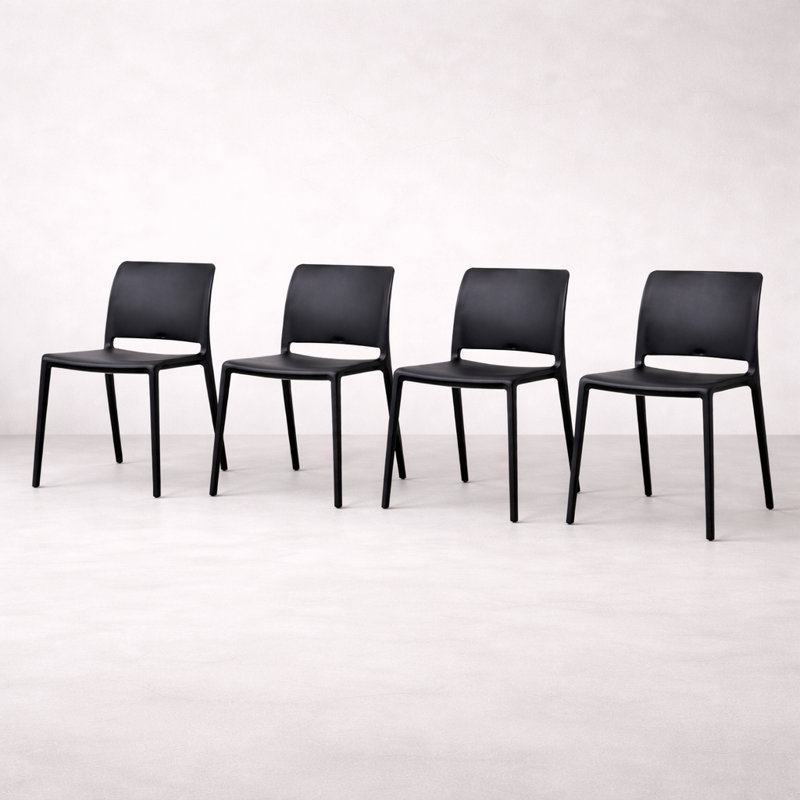 Chaise en plastique Durham, noir, Noir