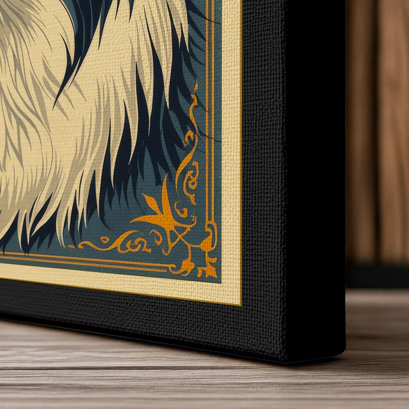 Border Collie Portrait Retro - Wrapped Canvas, 18x12 - 45.7 x 30.5 cm, Black Border