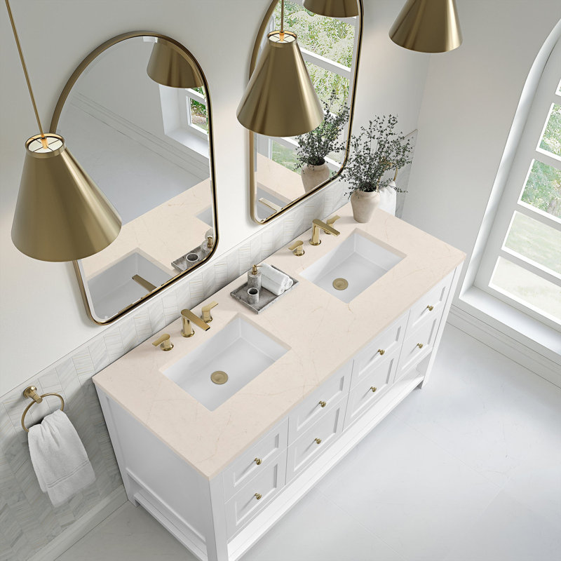 Breckenridge 60'' W Double Vanity, Bright White, Eternal Jasmine Pearl, Widespread