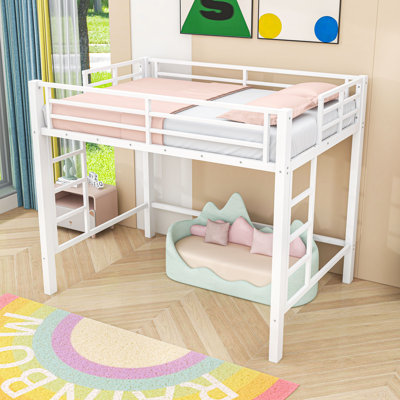 Metal Loft Bed with Ladders and Space-Saving Layout
