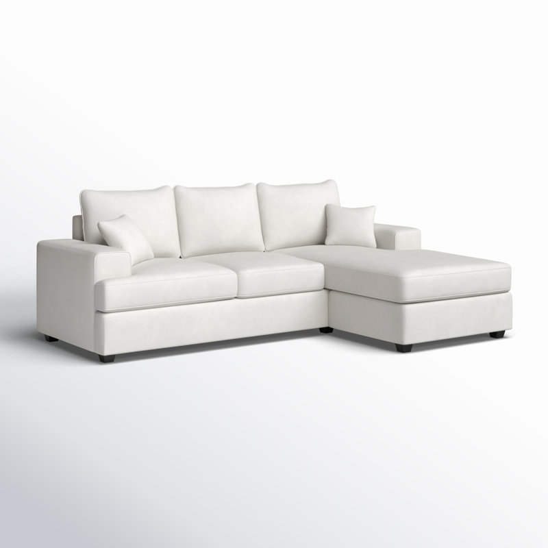 Canapé modulaire réversible l 100 po Alden avec coussins rembourrés de duvet, Blanc performance