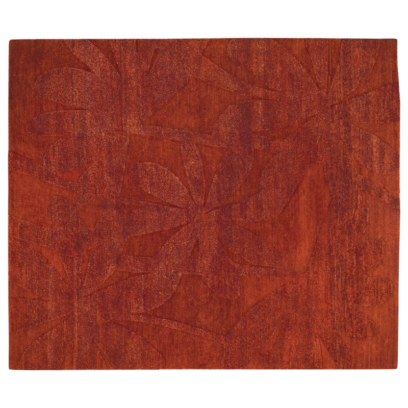 Paradise Floral Area Rug in Orange/Red, Rectangle 9' x 12'