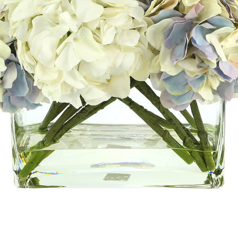 Assorted Hydrangeas in Glass Vase
