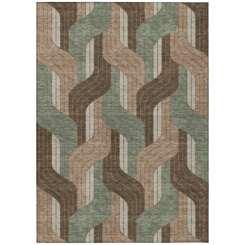 Machine Washable Indoor/Outdoor Lockway ACN2422 Mid-Century Modern Rug, Rectangle 8' x 10'