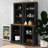 2-Piece Freestanding Tall Cabinet With Walnut Top, Open Storage Bookshelf With Curved Design, Anti-Tip Device-2008827025