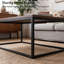 Table basse industrielle avec plateau en bois et structure en métal noir, table basse rectangulaire pour le salon