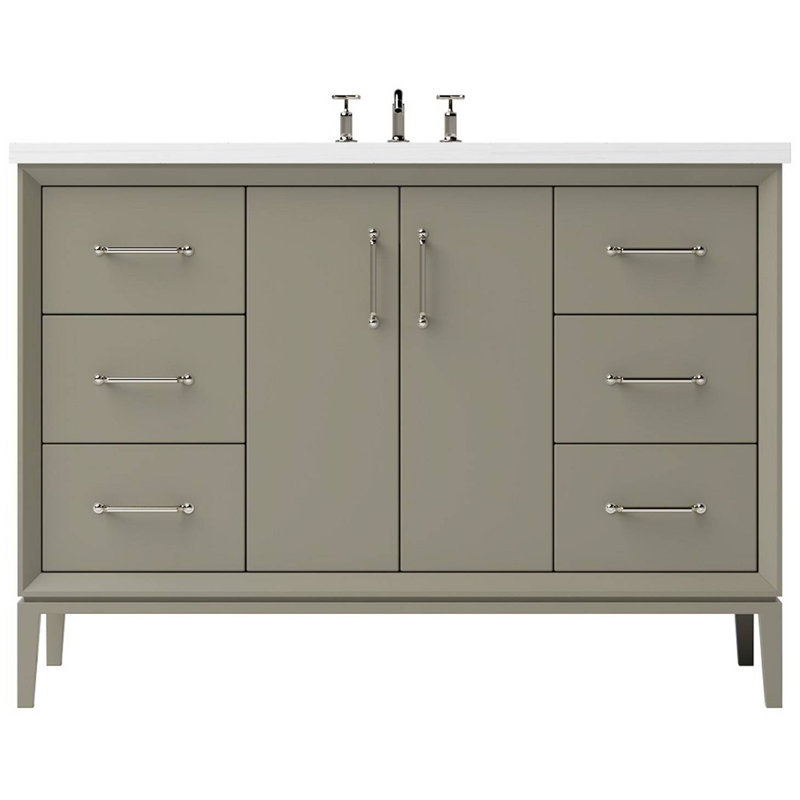 Alexandra Single Extra Wide Bath Vanity, French Olive, 60", Satin Nickel