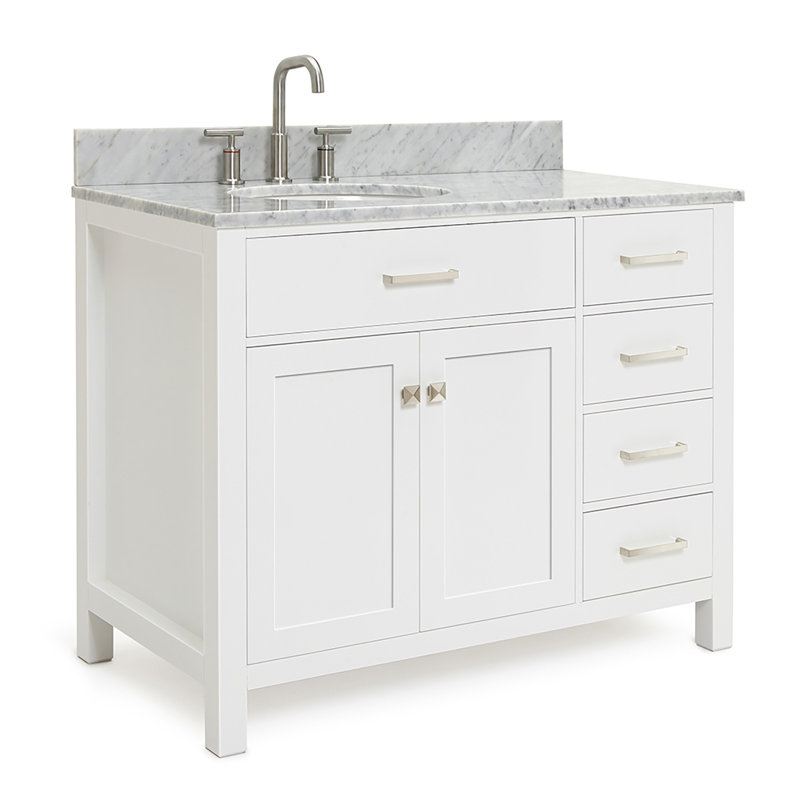 Ensemble de meuble-lavabo simple 43 po Aberdeenshire, Left, Oval, Blanc