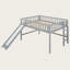 Lit mezzanine double pleine grandeur avec glissade et échelle, lit mezzanine pour enfants en bois massif avec glissade amusante, conception peu encombrante pour les petites chambres-940114503