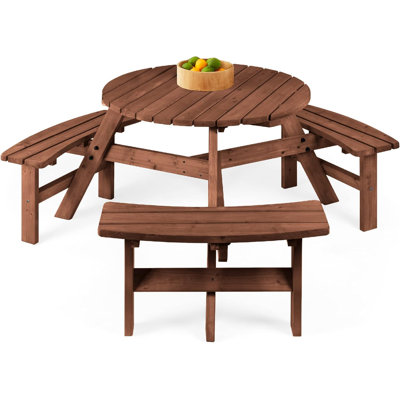 Jakyree 6 - Person Wood Patio Dining Set with Round Table