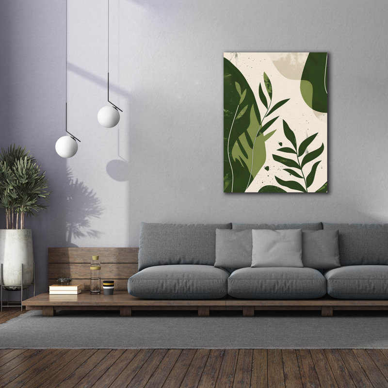 "Epic Graffiti" Green Abstract Leaves No 2 "par Andreas Magnusson, art mural sur toile, H 54 po x l 40 po x P 1,5 po