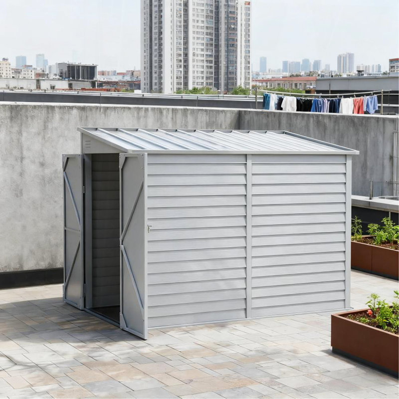 Garden Shed Lockable Garden & Yard Tool & Outdoor Storage Shed Metal Storage Shed, White
