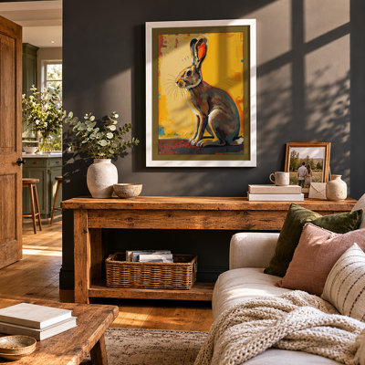 Upright Hare Botanical - Framed Print