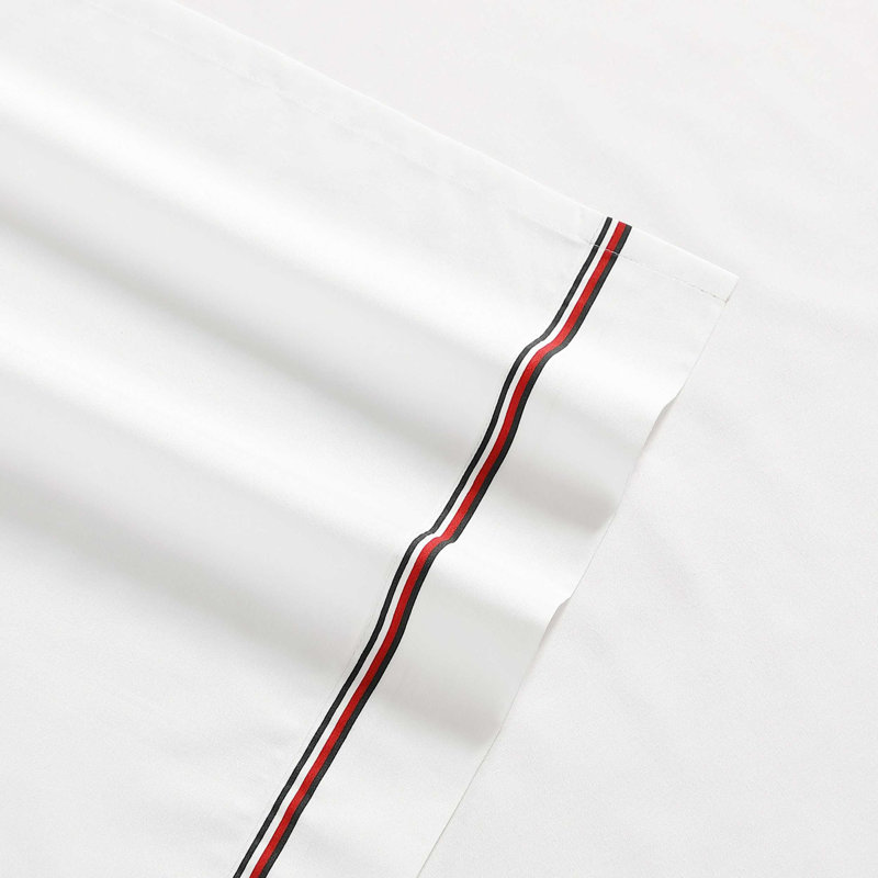 Ensemble de draps en coton percale Tommy Hilfiger, Ensemble de draps pour grand lit avec 2 taies d'or