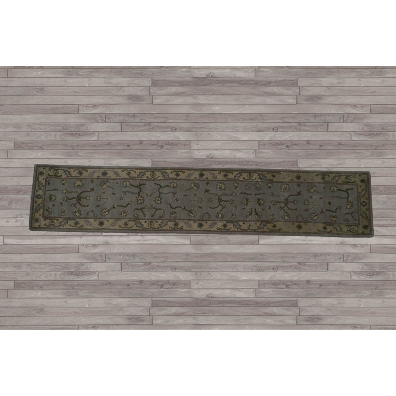 Tapis oriental multicolore en laine touffeté à la main, Tapis de couloir 2 pi 3 po x 12 pi