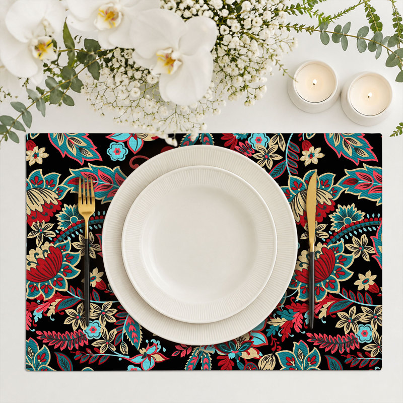 4-Piece Polyester Rectangle Dining Table Placemat
