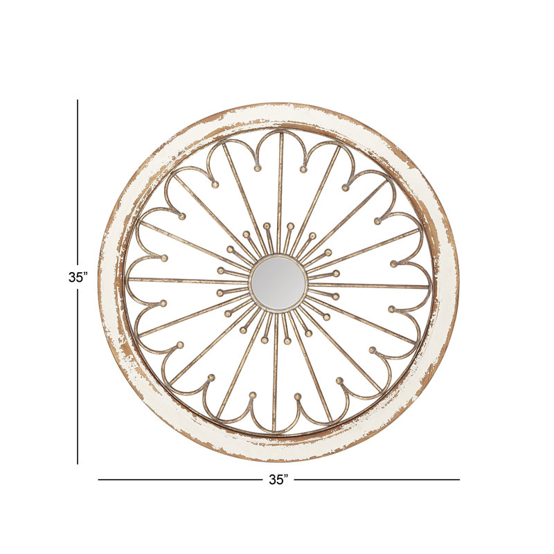 Fernandez Wood Circle Wall Mirror