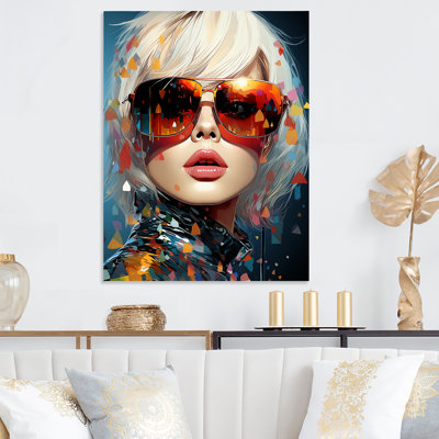 «Colorful Artistic Woman Fusion Portrait III» - Art mural en métal Pop Art