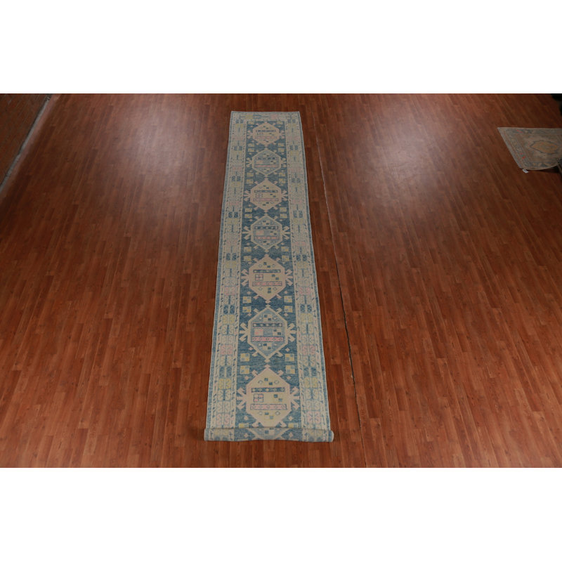 Tapis de couloir bleu Oushak