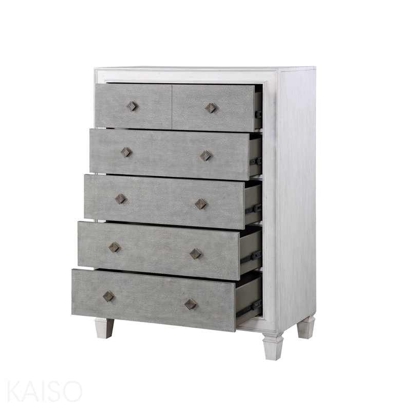 Commode rustique gris et blanc vieilli