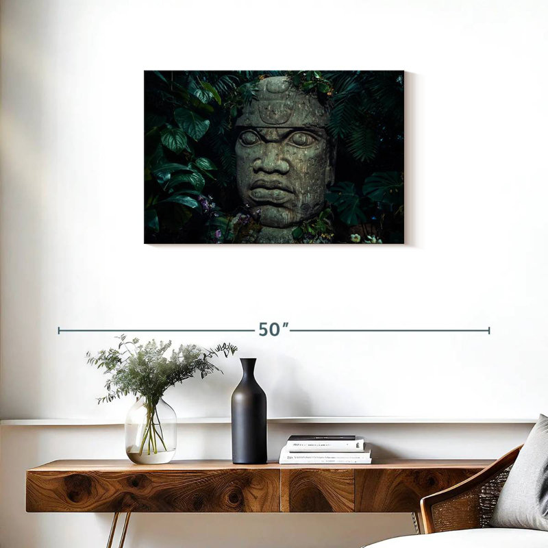 Tête Leisha Mayan Olmec, H 20 po x l 30 po