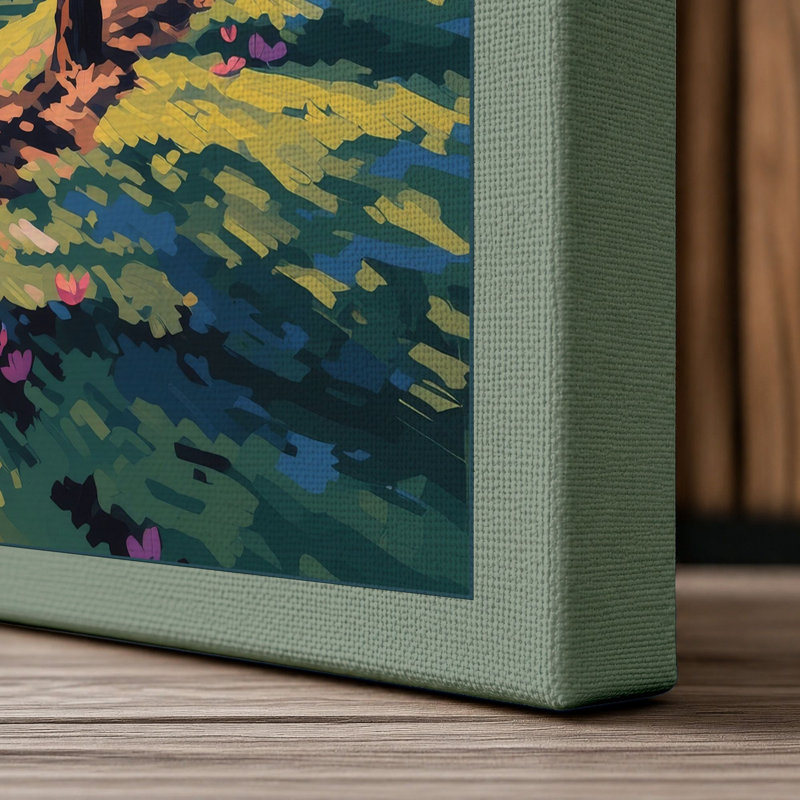 Flowering Tree Grove Botanical - Wrapped Canvas, 18x12 - 45.7 x 30.5 cm, Sage Border