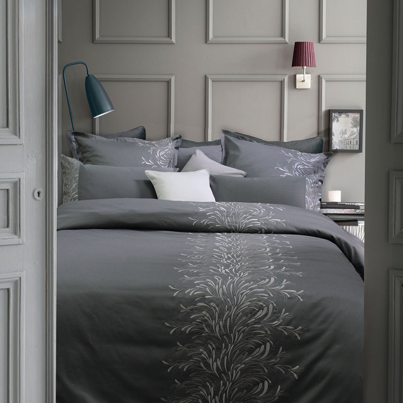 Housse De Couette Arlequin Gris Satin De Coton 120 Fils/Cm