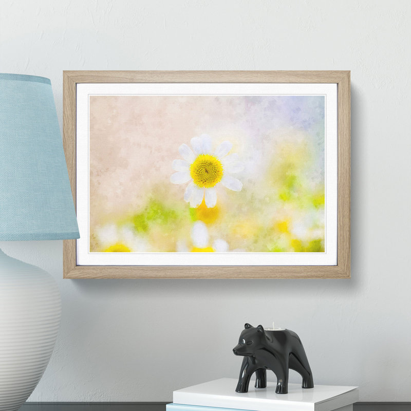 Daisy Flower View - Picture Frame Painting Print, Oak Framed, 45cm H x 63cm W x 2cm D