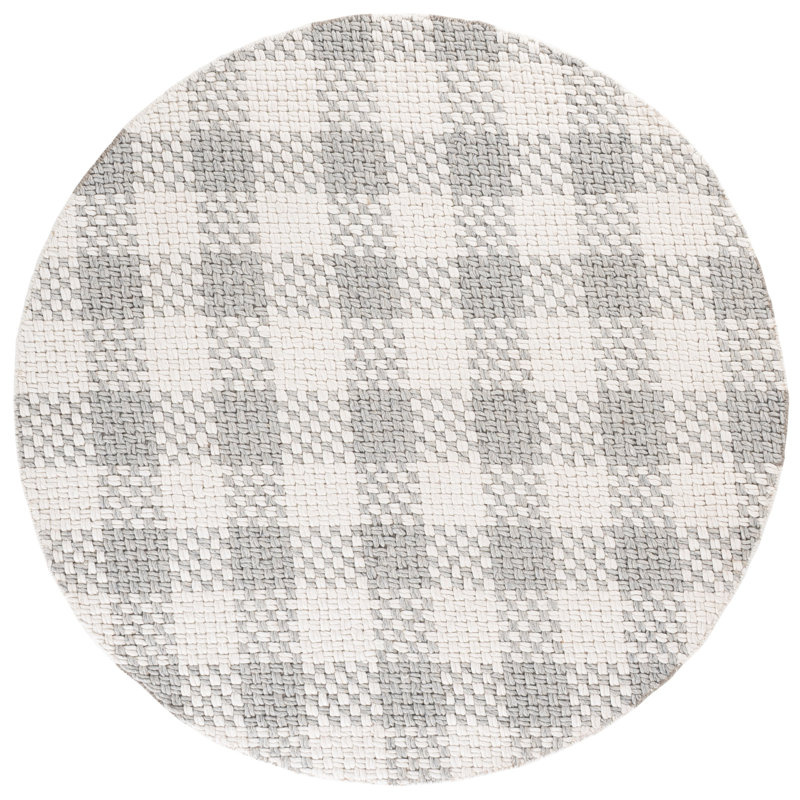 Natural Fiber Couture Handwoven Wool;Cotton Plaid Indoor Rug, Round 6'