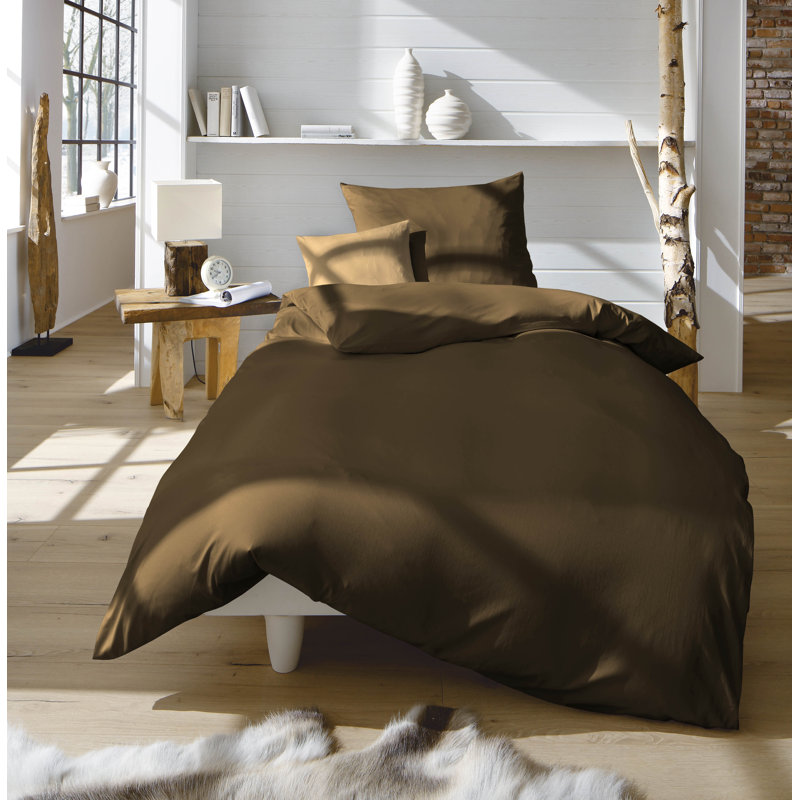 Interlock-Colours 26 TC Duvet Cover Set, Mocha, 155 x 220 cm - 1 Pillowcase (80 x 80 cm)