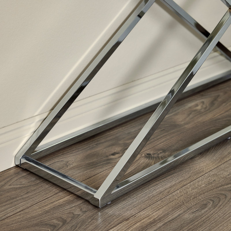 Hematite 100 Cm Console Table, Silver, Clear Glass