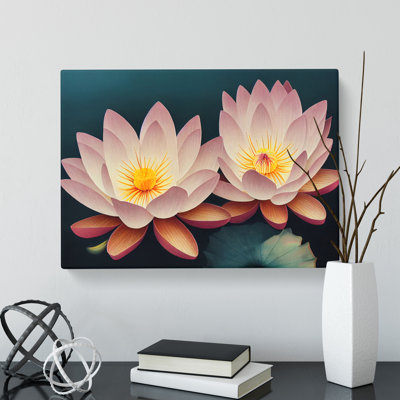 Endearing Lotus Flowers - Wrapped Canvas
