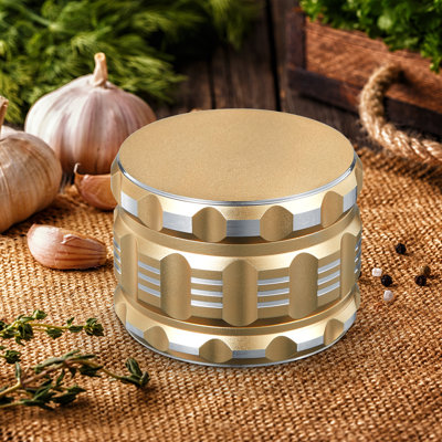 Premium Manual Herb Grinder, 2.5 inch Sharpstone Design - Ideal for Spices, Bay Leaves, Basil, Rosemary & Myrcia（Silver）