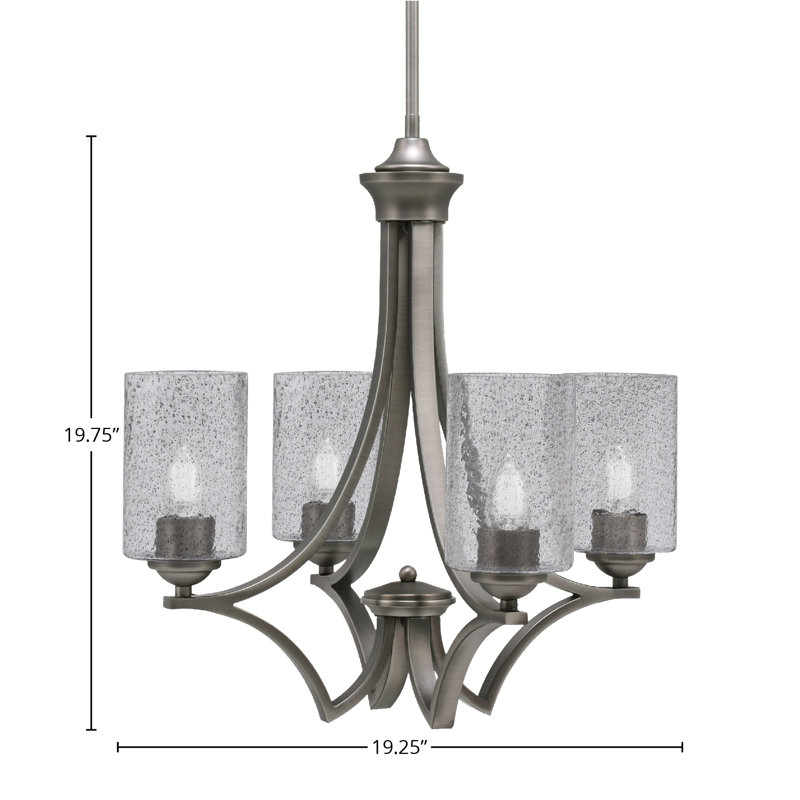 Lustre 4 lumières Zilo illustré avec verre de 4 po Zilo, Bulles / fumée, Graphite