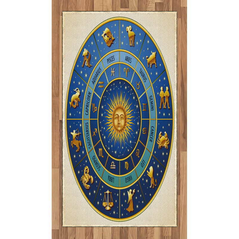 Astrology High Density Long Fiber Poly Threads Decorative Area Rug Carpet, Rectangle 2'7" x 5'