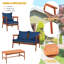 Ensemble de conversation pour patio 8 pièces avec coussins bleu marine Corrigan Studio®-599833965