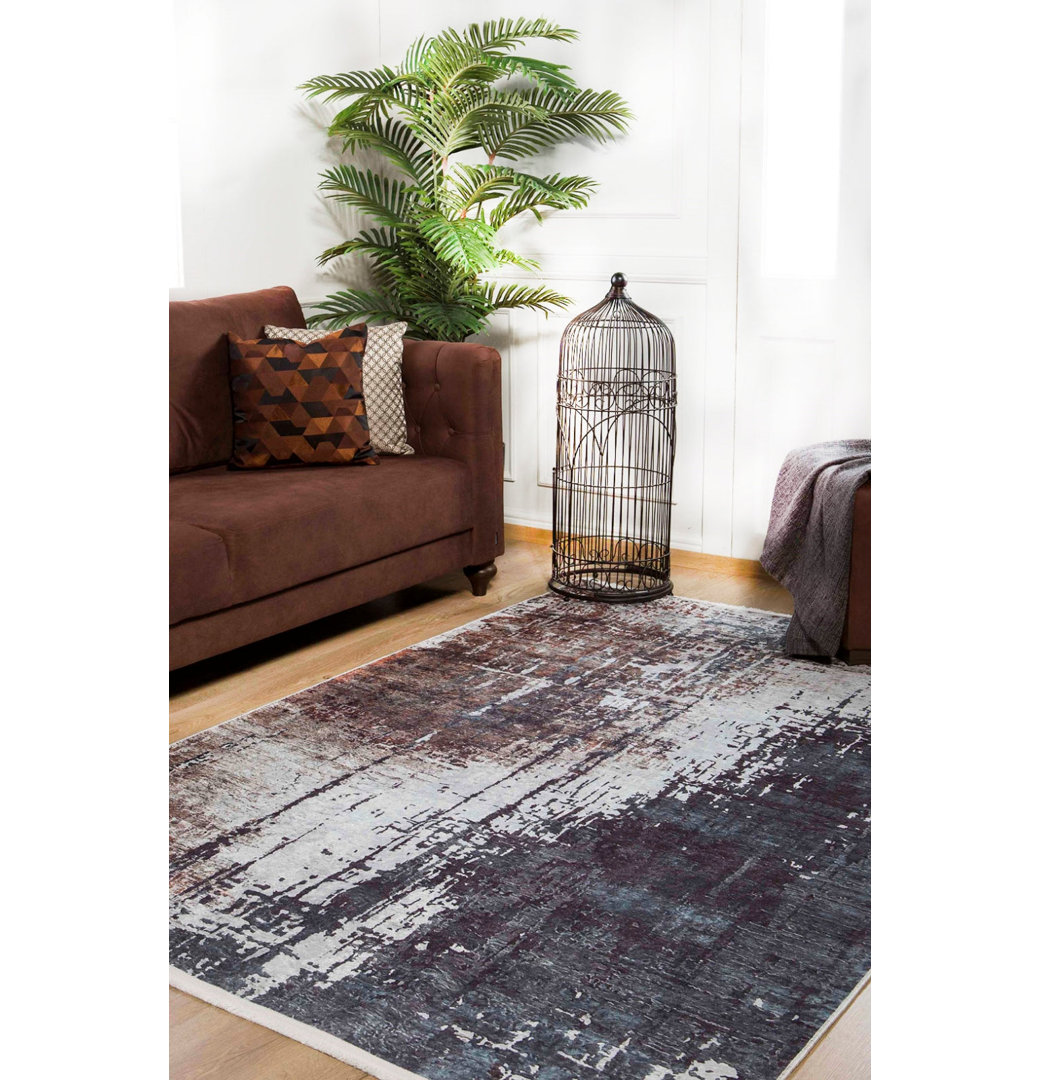 Ayvah Beige Modern Polyester Digital Print Area Rug