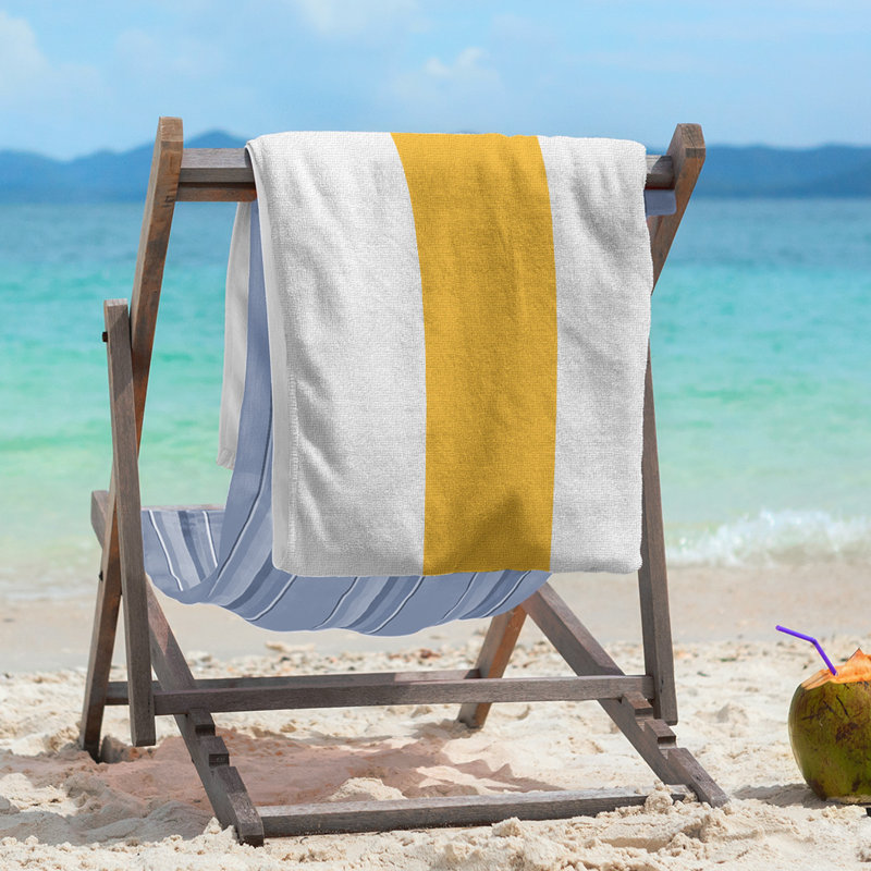 Lightweight Beach Towel, White/Pittsburgh Gold/White, Microfiber