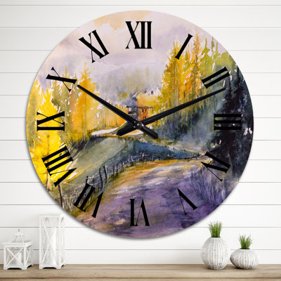 Landscape with Yellow Orange and Green Trees - Traditional Wall Clock