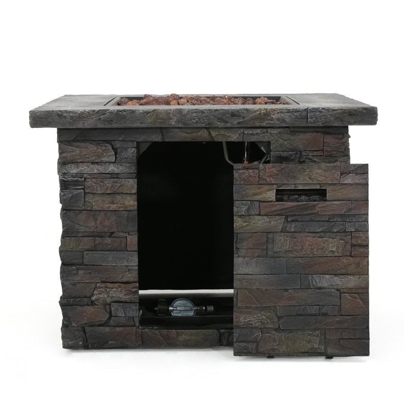 Foyer carré en oxyde de magnésium (MGO) - 84 x 84 x 62 cm - 1 pièce - Gris pierre - Puissance calorifique : 40 000 BTU