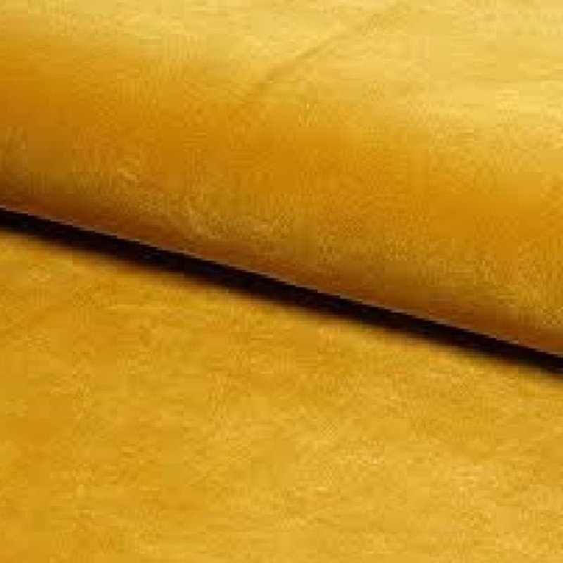 Soft Plush Fabric Chesterfield Footrest & Coffee Table With Chrome Feet , Mustard