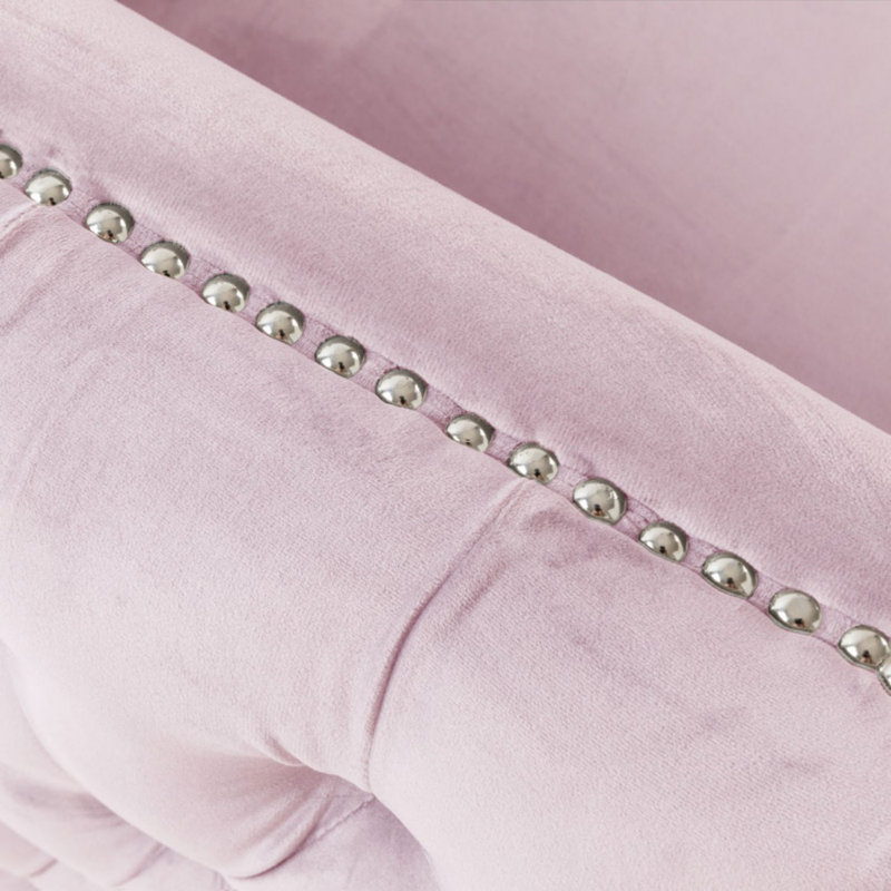 Canapé en velours mauve avec 3 coussins, Velours rose