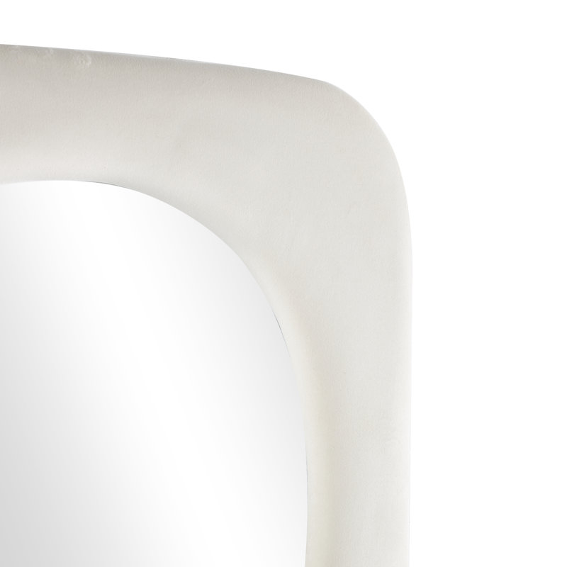 Wood Wavy Room Floor Mirror, White