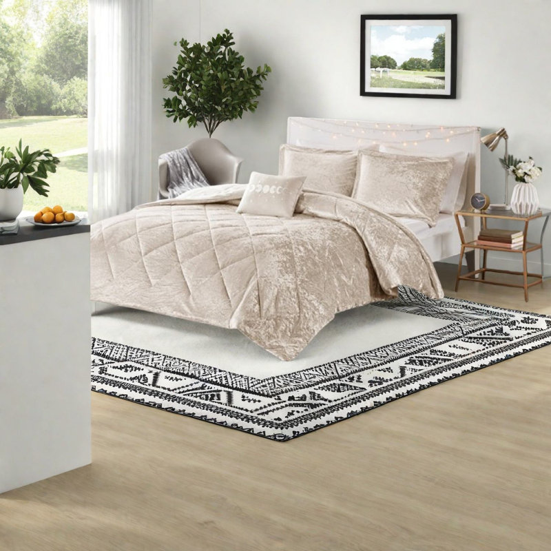 Ensembles de literie en velours luxueux, polyester champagne, confort moderne avec coussin