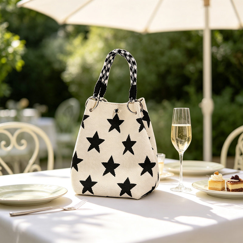 Sac à main tressé en plastique à motif étoiles, sac à main tricoté, léger et élégant, idéal pour les déplacements quotidiens, petit sac de rangement