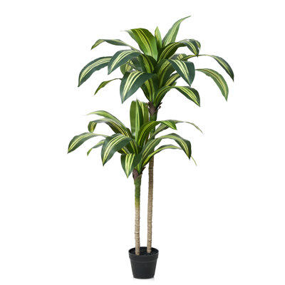 UV Resistant Artificial Dracaena Tree, Tall Faux Palm Plant for Home Office Indoor Outdoor Decor